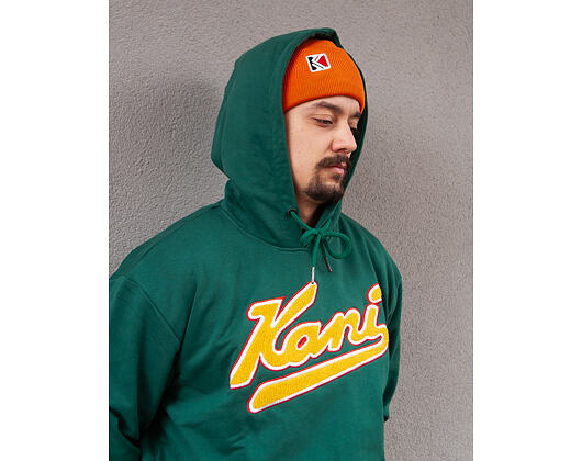 Mikina Karl Kani College Hoodie green/yellow