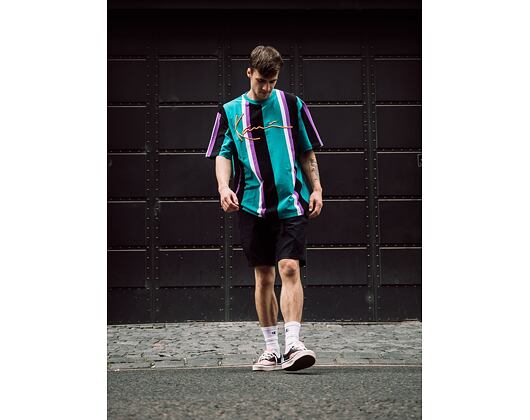 Triko Karl Kani Signature Stripe Tee Turquoise/Black/White - 6069902