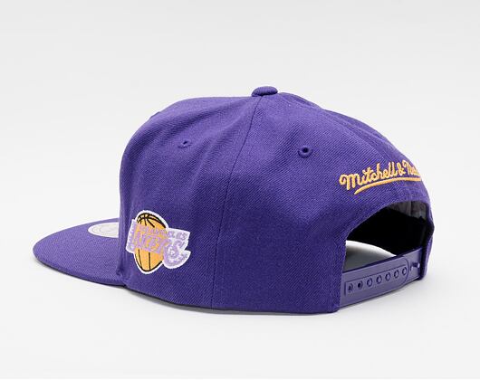 Kšiltovka Mitchell & Ness Old English Faded Snapback Los Angeles Lakers Purple