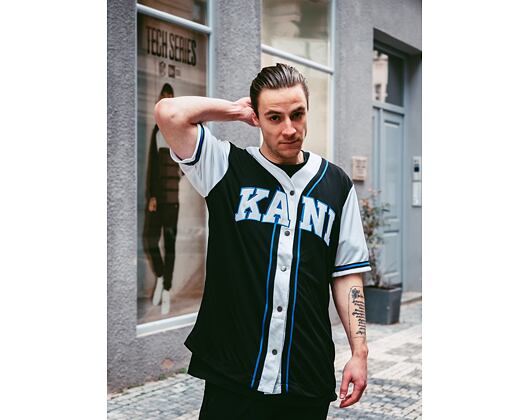 Dres Karl Kani Serif Block Baseball Shirt Black/White 6035437
