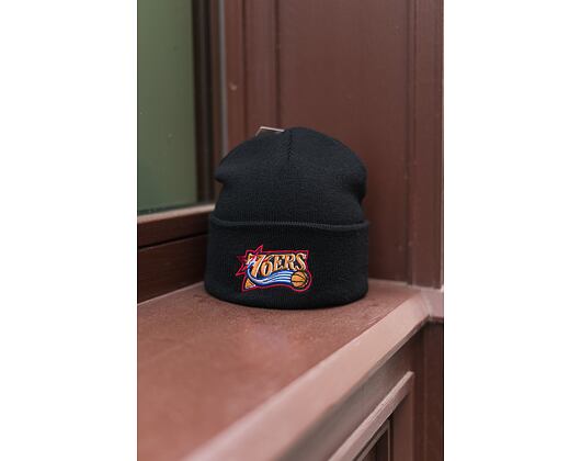Kulich Mitchell & Ness Philadelphia 76ers Team Logo Cuff Knit Black