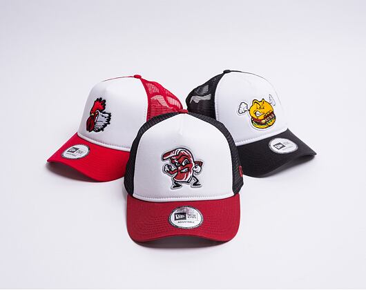 Kšiltovka New Era 9FORTY Trucker MiLB Theme Nights Lehigh Valley Iron Pigs "Bacon" Red