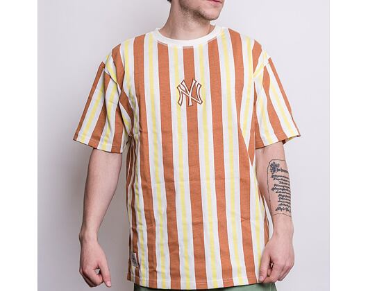 Triko New Era MLB Oversized Stripe New York Yankees Off White / Toffee