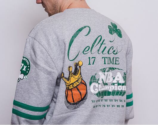 Mikina Mitchell & Ness All Over Print Fleece Crew Boston Celtics Grey Heather