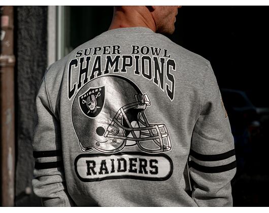 Mikina Mitchell & Ness All Over Print Fleece Crew Oakland Raiders Grey Heather