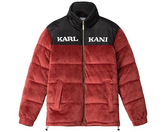 Bunda Karl Kani KK Retro Velvet Block Puffer Jacket Dark Red/ Black
