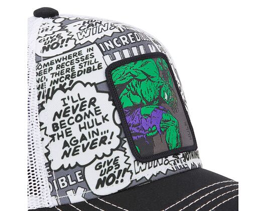 Kšiltovka Capslab Trucker - Marvel - Hulk Comic Strip - White / Black