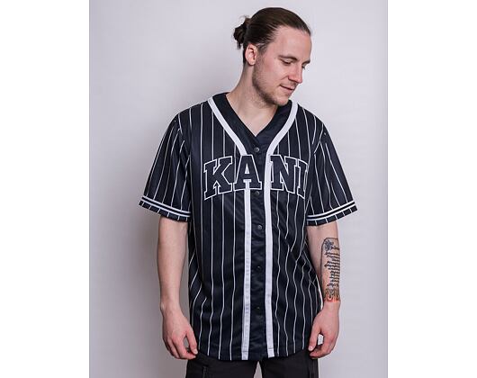 Dres Karl Kani Serif Pinstripe Baseball Shirt black/white