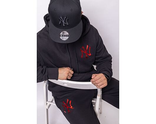 Mikina New Era MLB Foil Back Print Hoody New York Yankees Black/Metallic Red
