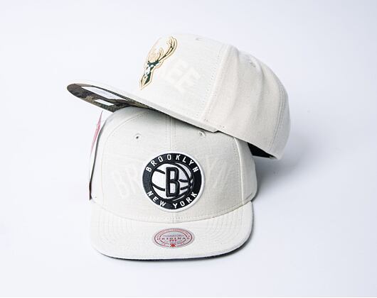Kšiltovka Mitchell & Ness Cut Away Snapback Brooklyn Nets Off White