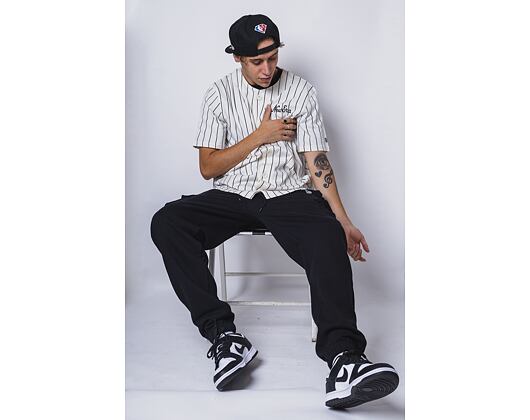 Baseballový dres New Era Pinstripe Jersey Off White / Brown