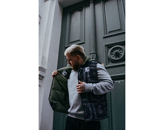 Vesta Karl Kani OG Reversible Paisley Puffer Vest black/military green