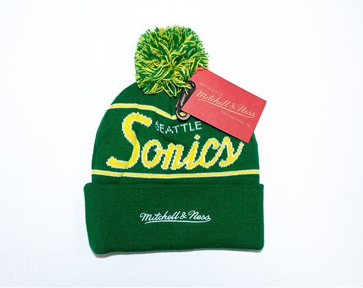 Kulich Mitchell & Ness SCRIPT POM BEANIE HWC Seattle Supersonics Green