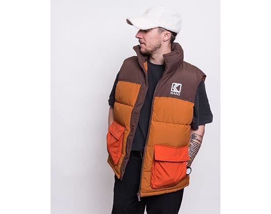 Vesta Karl Kani OG Block Puffer Vest dark orange/sand/brown