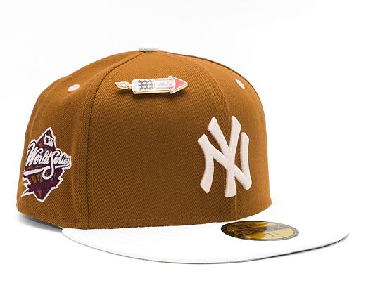 Kšiltovka New Era 59FIFTY MLB WS Sidepatch Trail Mix New York Yankees Toasted Peanut / Chrome White