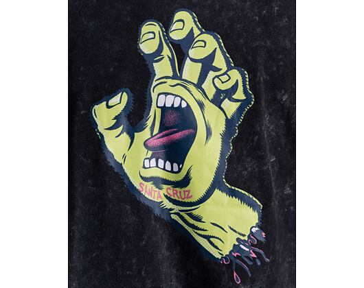 Triko Santa Cruz Rigid Screaming Hand T-Shirt Black Acid Wash