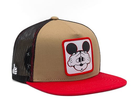 Kšiltovka Capslab Mickey Mouse - Scary Mickey Mouse Flat v.2 Trucker Brown / Red