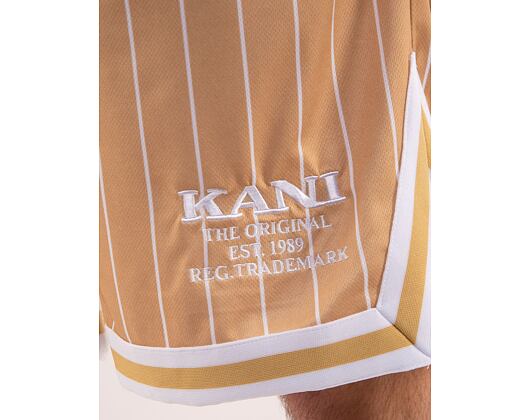 Kraťasy Karl Kani Retro Pinstripes Mesh Shorts sand/white