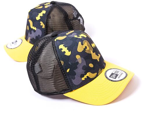 Dětská Kšiltovka New Era 9FORTY Kids A-Frame Trucker DC Print Batman Black / Upright Yellow
