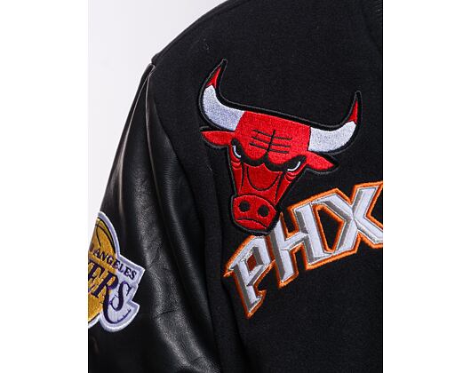 Bunda New Era NBA Badge Varsity Jacket NBA All-Over Black / Optic White