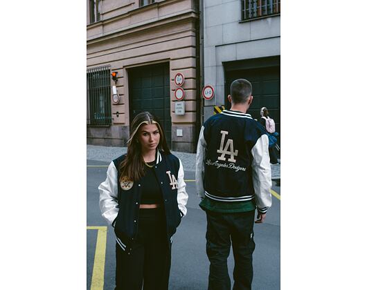 Bunda New Era MLB Large Logo Varsity Los Angeles Dodgers Cooperstown Navy / Off White
