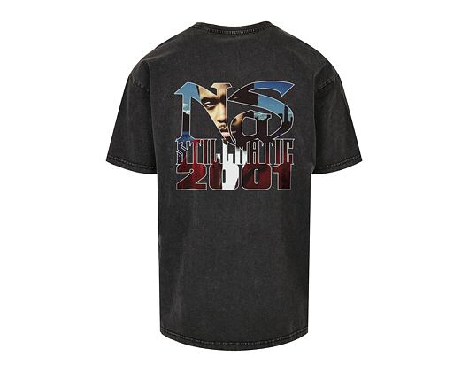 Triko Mister Tee Nas Stillmatic Acid Washed Oversize Tee Black