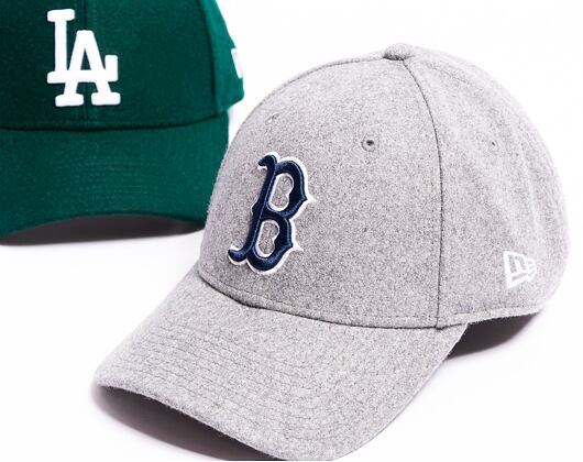Kšiltovka New Era 9FORTY MLB Melton Wool Essential Boston Red Sox Graphite / Navy