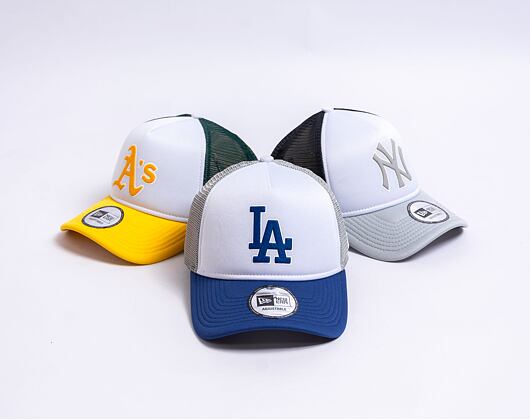 Kšiltovka New Era 9FORTY A-Frame Trucker MLB Logo Trucker Los Angeles Dodgers - Dark Royal / Graphit