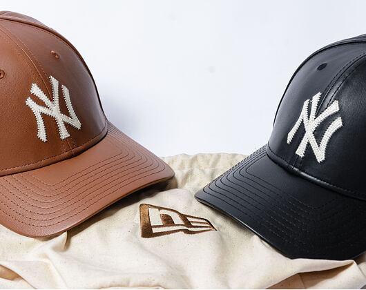 Kšiltovka New Era - MLB Image Drop - Leather 9FORTY - NY Yankees - Black / Off White