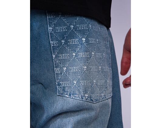 Kalhoty Karl Kani - Og Aop Back Pocket Relaxed Baggy - medium blue