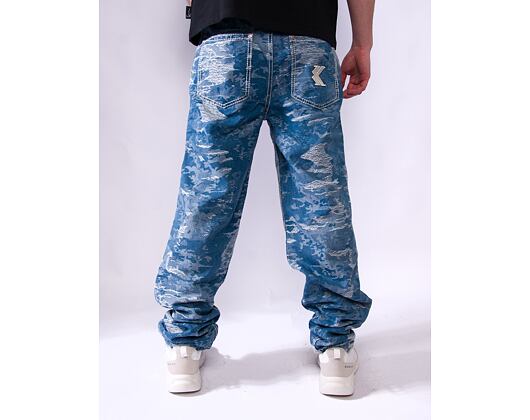 Kalhoty Karl Kani - Og K Distress Camo Five Pocket Denim - medium blue