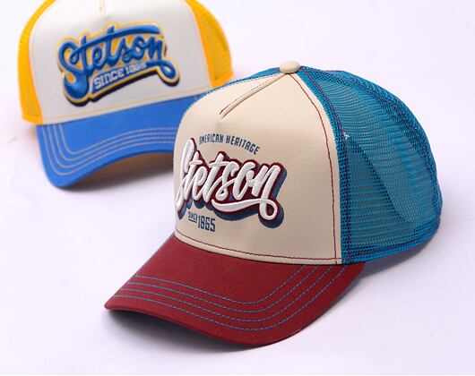 Děstká Kšiltovka Stetson - Trucker Cap Lettering  - Red/Offwhite