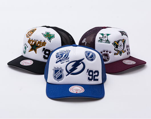 Kšiltovka Mitchell & Ness - Gridlock Trucker - Tampa Bay Lightning - White