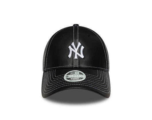 Dámská Kšiltovka New Era - MLB Contrast Stitch PU Leather 9FORTY - NY Yankees - Black / White