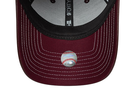 Dámská Kšiltovka New Era - MLB Contrast Stitch PU Leather 9FORTY - NY Yankees - Burgundy / White