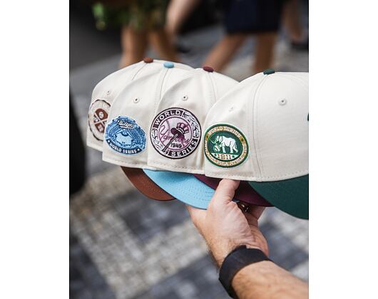 Kšiltovka New Era - MLB WS Patch Retro 9FORTY M-CROWN - LA Dodgers - Cream / Blue