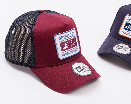 Kšiltovka New Era - Buffalo Patch 9FORTY Trucker - Burgundy / Muted Indigo