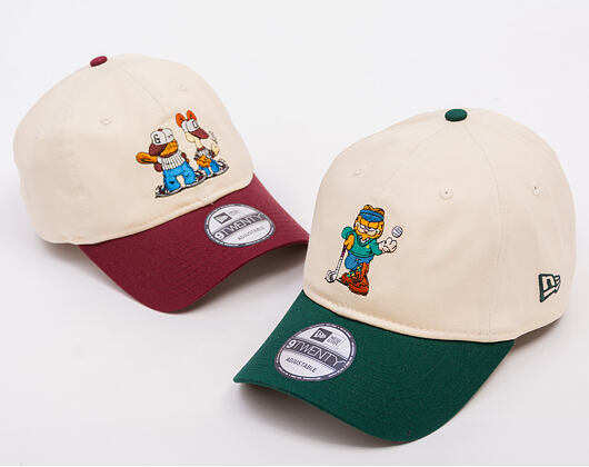 Kšiltovka New Era - Garfield at Golf Course 9TWENTY - Cream / Dark Green