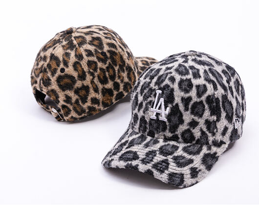 Dámská Kšiltovka New Era - MLB Cosy Animal - Snow Leopard Fleece 9FORTY - LA Dodgers - Grey / Black