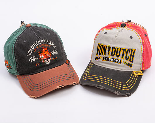 Kšiltovka Von Dutch - Trucker - Washed Brown/Black/Green