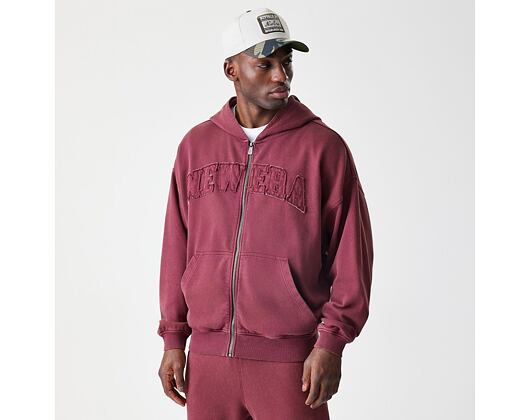 Mikina New Era - Branded Washed Full-Zip Hoody - Burgundy
