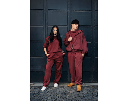 Kalhoty New Era - Branded Washed Straight Sweatpants - Burgundy