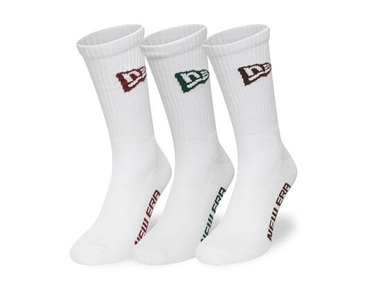 Ponožky New Era - Flag Crew Socks 3pk - White