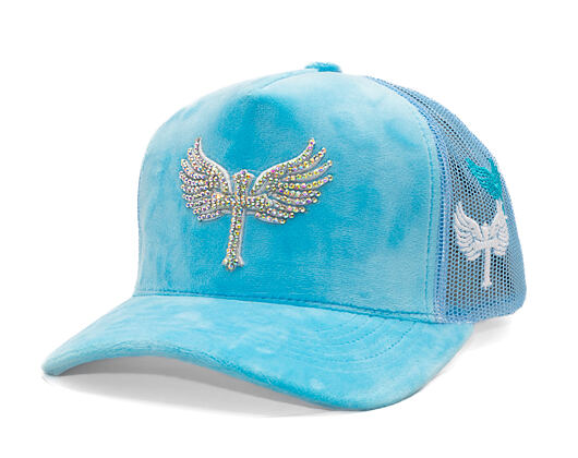 Kšiltovka Reflection Luxury Velvet Rhinostones Baby Blue