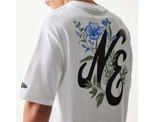 Triko New Era - Floral Graphic Oversized Tee - White
