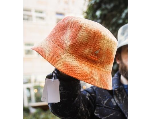 Klobouk Kangol - Tie Dye Knit Bucket - Coral Flame/Natural