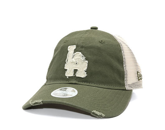 Dámská Kšiltovka New Era - MLB Distress Trucker 9TWENTY Trucker - LA Dodgers - New Olive