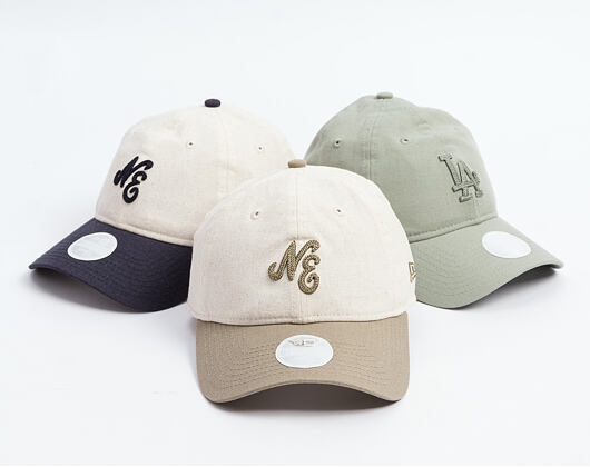 Dámská Kšiltovka New Era - Branded Linen 9TWENTY - Stone / New Olive