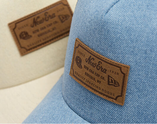 Kšiltovka New Era - Branded Denim Leather Patch 9FORTY A-Frame Trucker - Navy