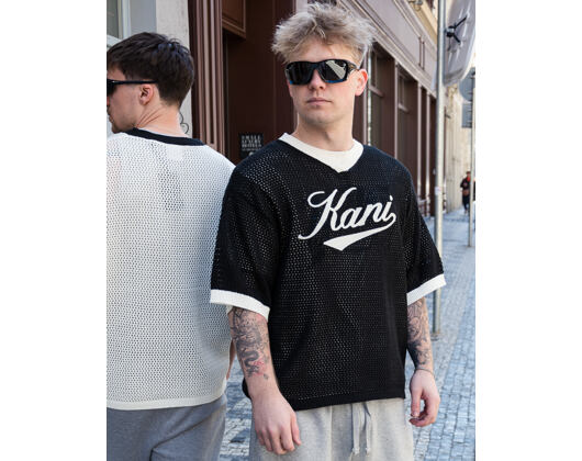 Triko Karl Kani - Cursive Varsity Crochet Boxy T-Shirt - Black